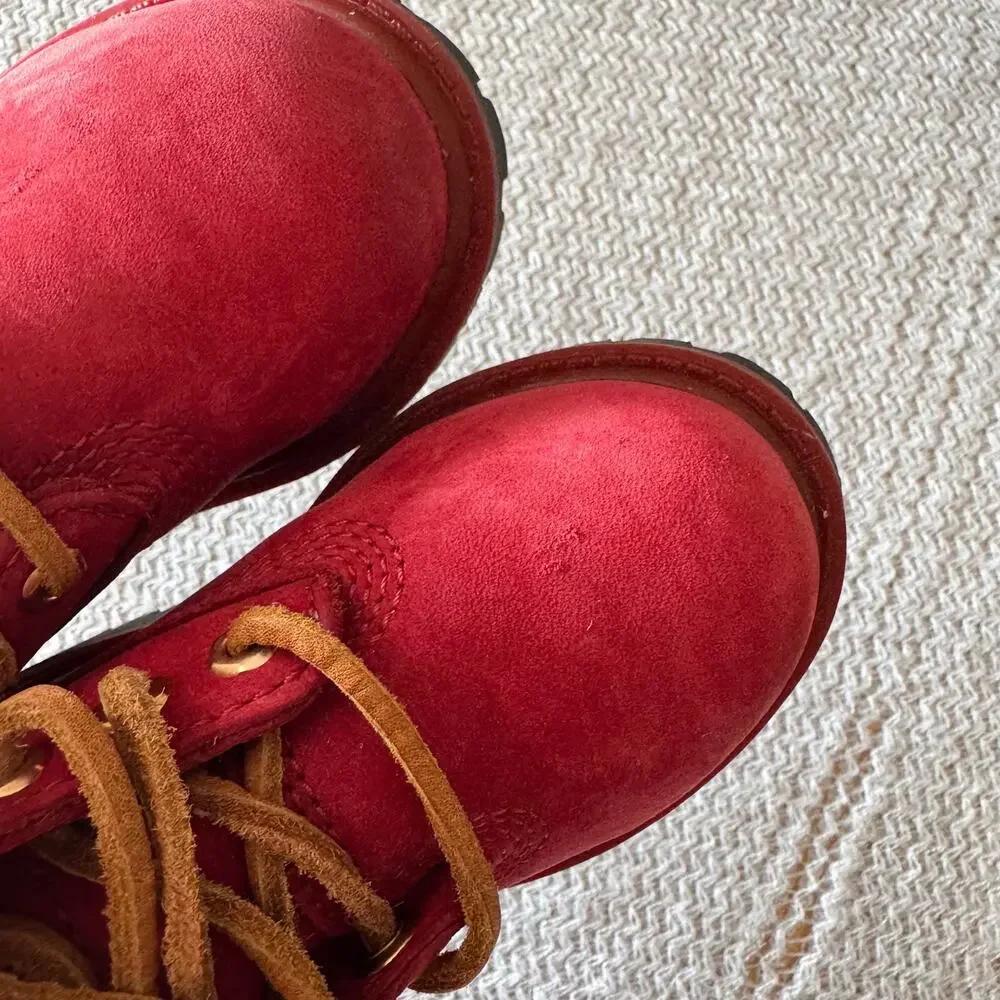 Timberland Red Suede 6 Inch Premium Toddler Boots Size 6 Streetwear Edgy